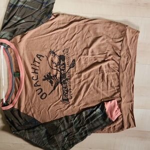 Alternative Earth Brown and Pink Long Sleeve Shirt Extra Large